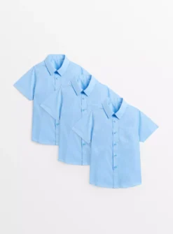 Blue School Short Sleeve Shirt 3 Pack 3 Years