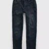 Dark Blue Straight Leg Denim Jeans With Stretch - 6 Years