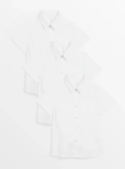 White Short Sleeve Slim Fit Shirts 3 Pack 4 Years