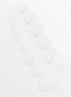 White Short Sleeve School Shirts 5 Pack 3 Years