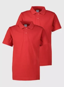 Red Unisex Polo Shirt 2 Pack 8 Years