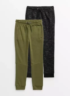 Black Space Dye & Khaki Ottoman Jogger 2 Pack 4 Years