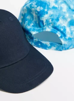 Blue Tie Dye & Plain Blue Caps 2 Pack 1-2 Years -Sonic || Minecraft || Super Mario Sales tuc143513401 Blue R Z002A