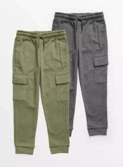 Khaki & Charcoal Cargo Joggers 2 Pack4 Years