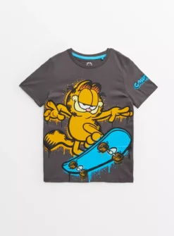 Charcoal Garfield Skater Print T-Shirt 10 Years