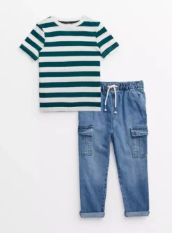 Stripe T-Shirt & Jeans Set 1-2 Years -Sonic || Minecraft || Super Mario Sales tuc143816947 Denim R Z001A