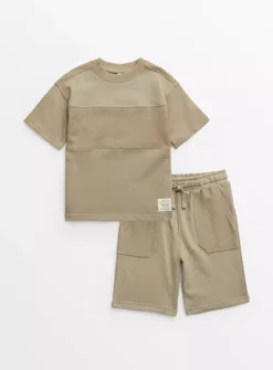 Khaki T-Shirt & Shorts Set14 Years -Sonic || Minecraft || Super Mario Sales tuc143911291 Khaki R Z001A 1