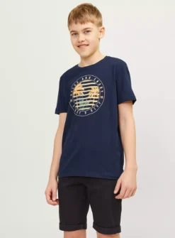 JACK & JONES JUNIOR Navy Jjsummer Vibe Crew Neck Short Sleeved Tee Junior 8 Years
