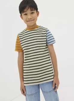 FATFACE Textured Stripe T Shirt 3-4 Years -Sonic || Minecraft || Super Mario Sales tuc144331571 Oatmeal R Z001A